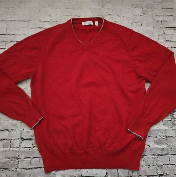 Williams & Kent Red V-neck Cashmere Sweater Size Xl - Picture 1 of 4